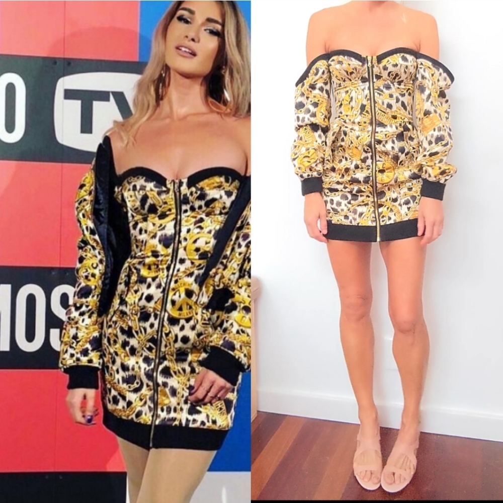 Nwt Moschino Animal Print Chainlink Demure luxury red couture x h&m dress 2